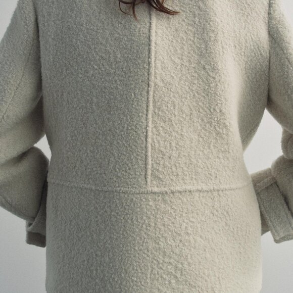 ZARA ZW COLLECTION Ivory Manteco Wool Blend Boucle Jacket Short Coat 9867/765 XS - Picture 7 of 12